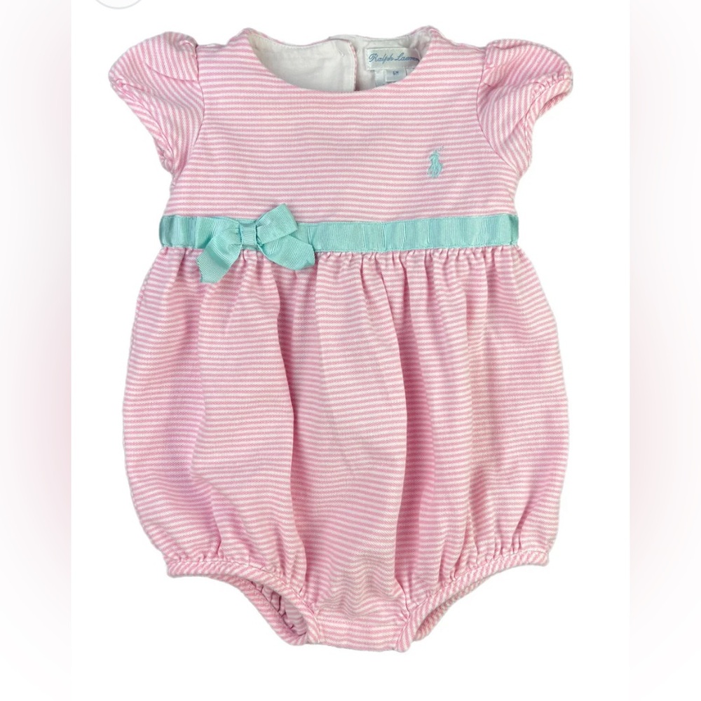 Ralph Lauren Pink and Mint Striped Bodysuit